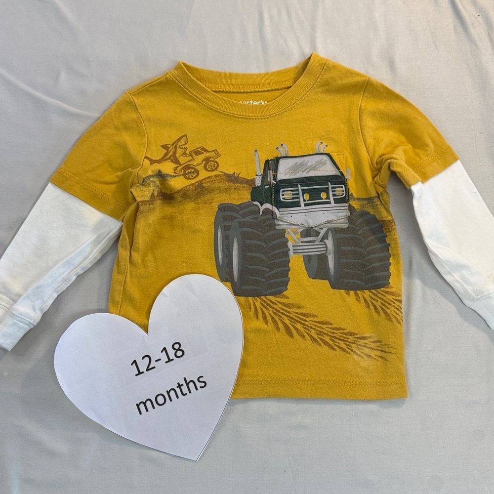 Carter's - Mustard Monster Truck Long Sleeve Tee